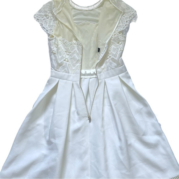 Ted Baker White Frizay Lace Bodice Pleated Tea Length Dress sz 2 - Picture 7 of 15